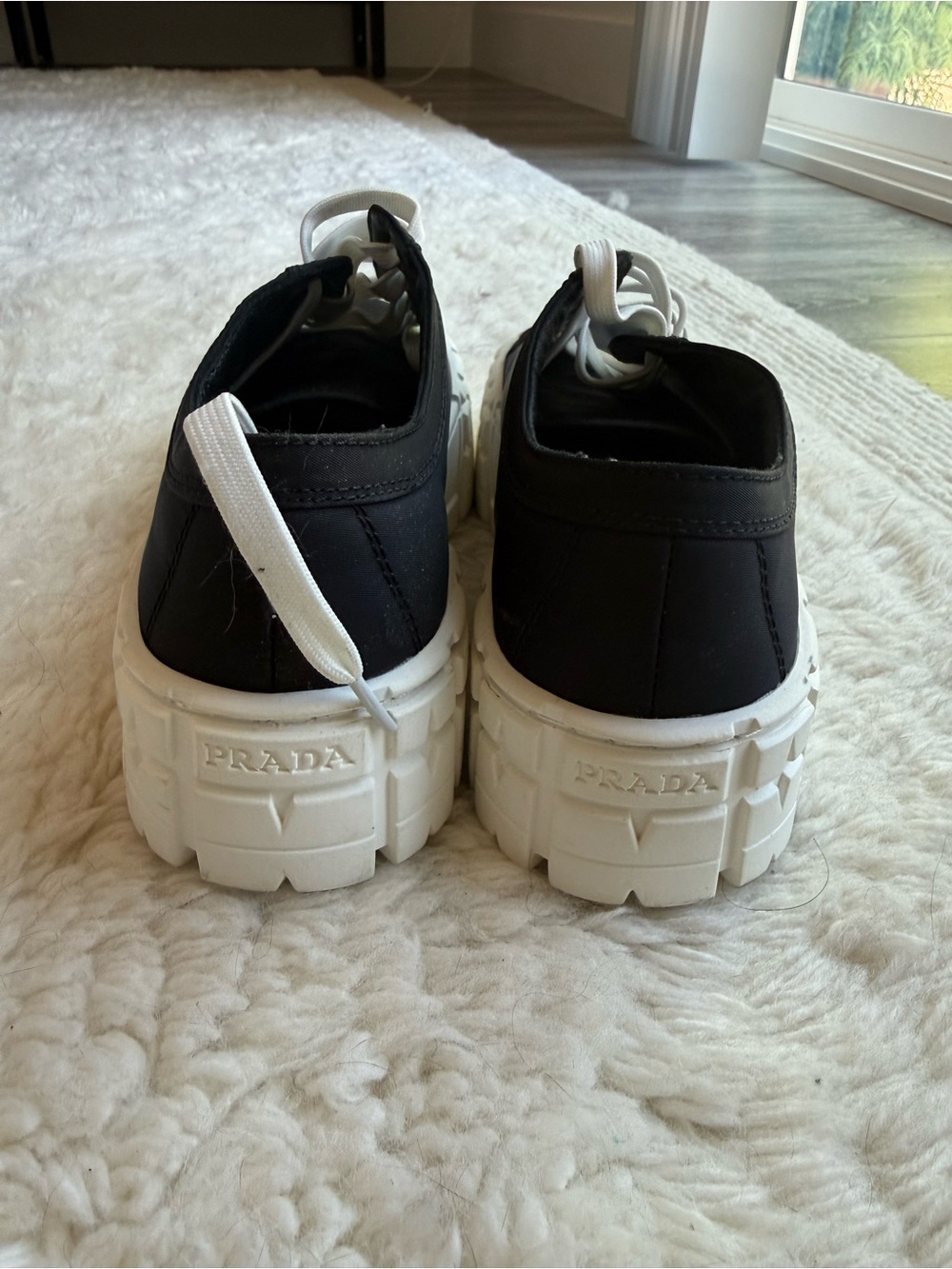 Black Platform Chunky Sneakers Size 37 | Worn Once | White Lug Sole - Picture 5 of 7